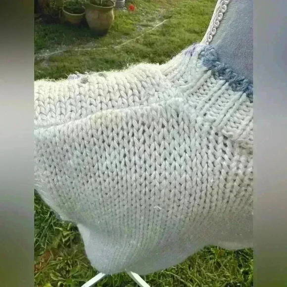 Hand knitted sweater cardigan. Floral. Granny vintage retro sweater. Size L - Picture 7 of 10